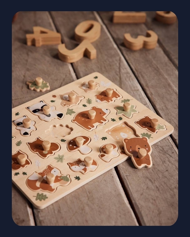 Baby Steckpuzzle GRÜNER WALD, Holz FSC® - mehrfarbig